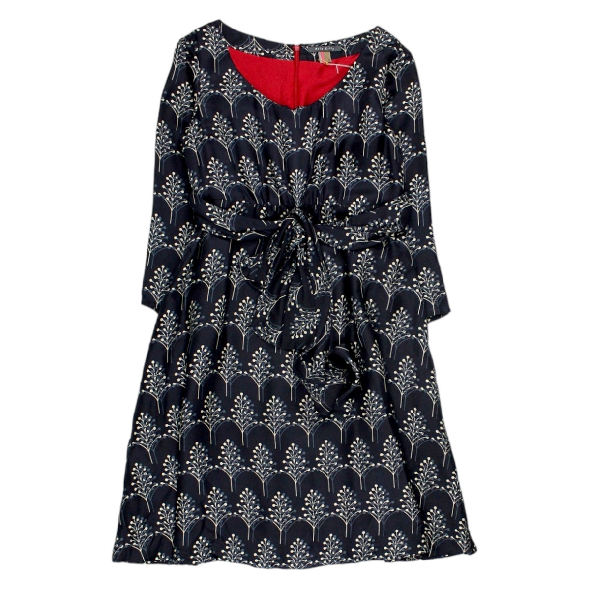 Orla Kiely Navy Tree Tie Front Dress