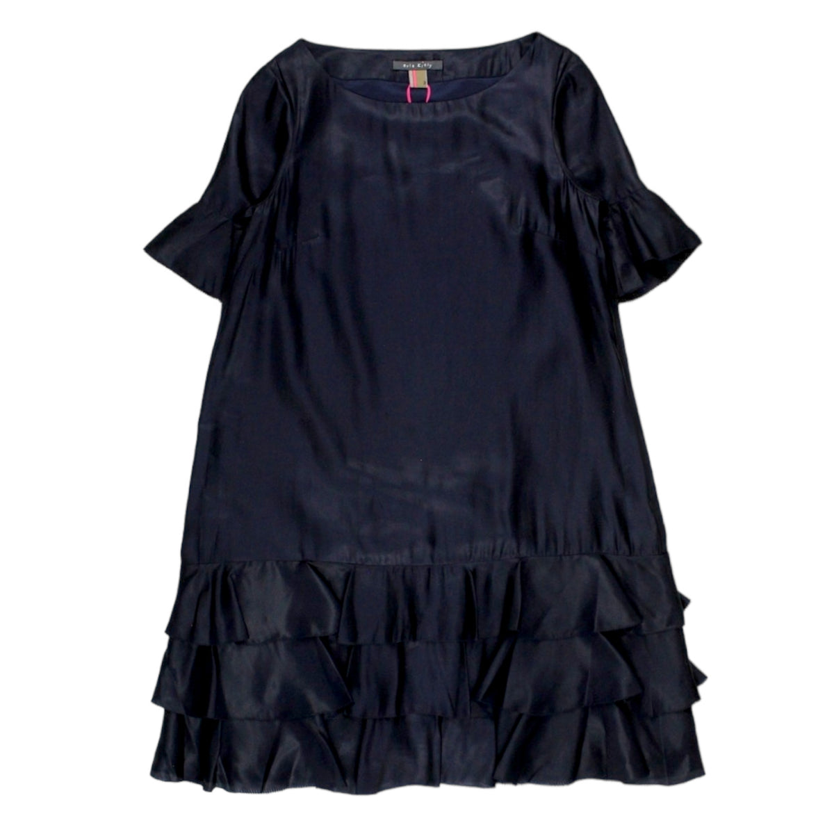 Orla Kiely Navy Tiered Ruffle Sleeve Dress