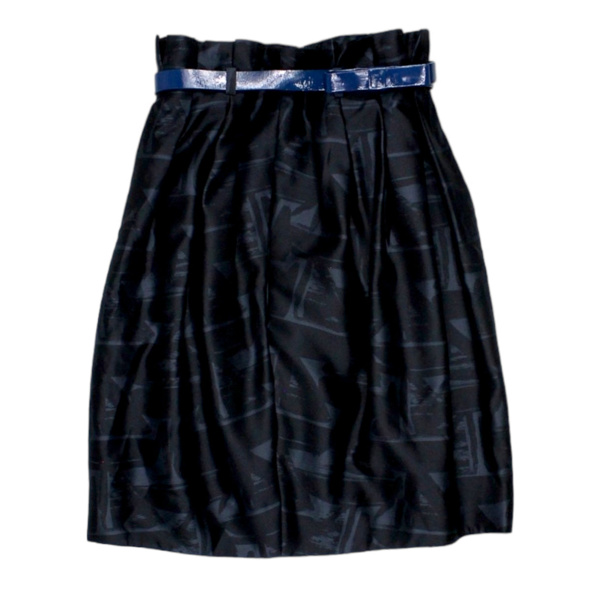 Orla Kiely Navy Belted Paper Bag Skirt
