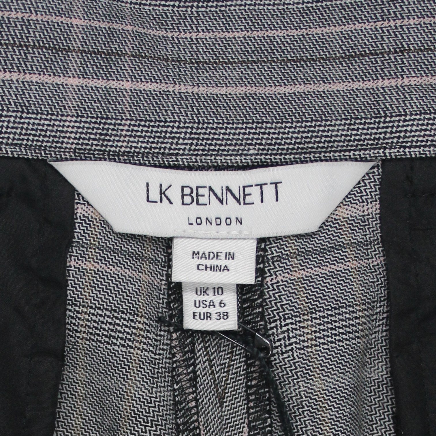 L.K. Bennett Grey Plaid Cropped Trousers
