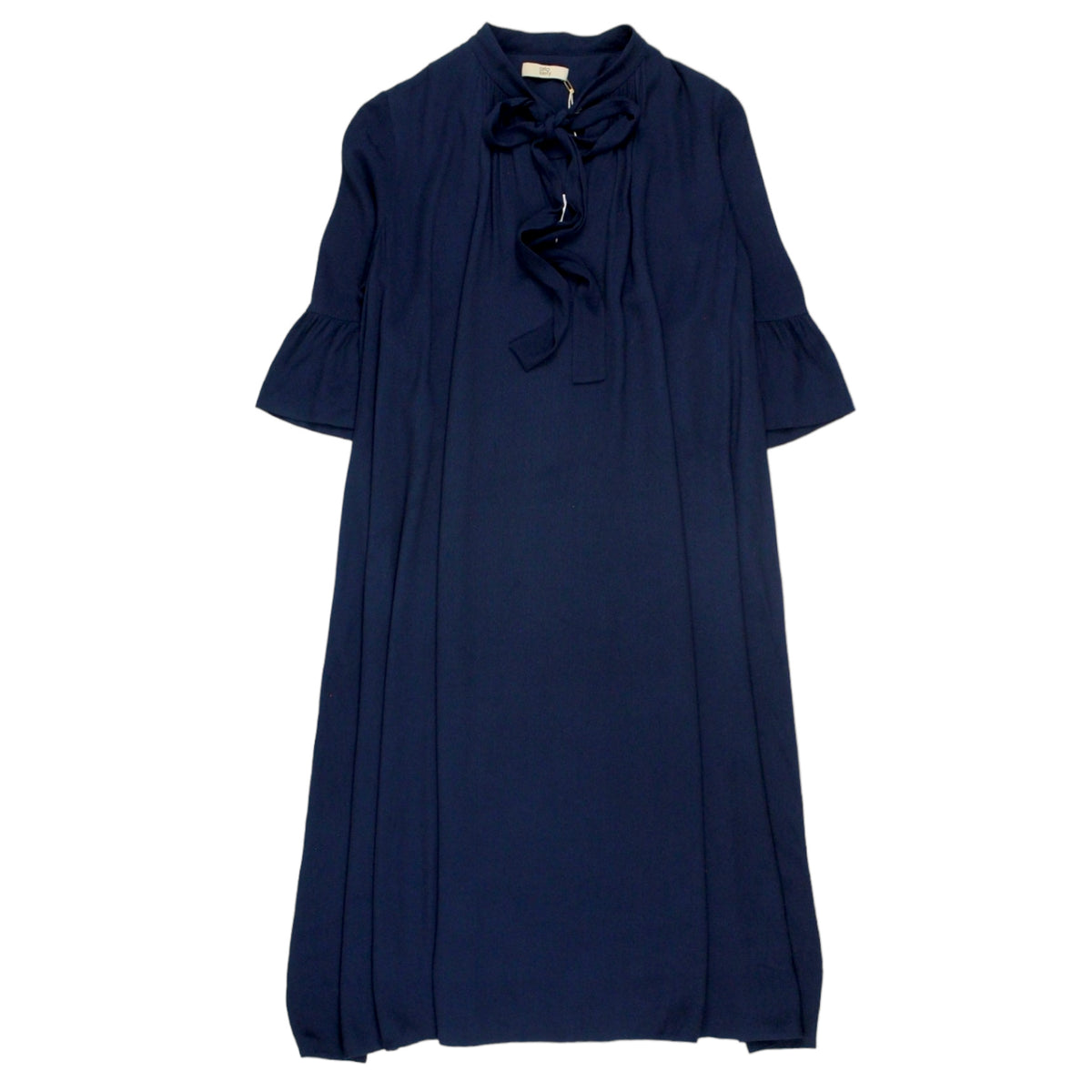 Orla Kiely Navy Tie Neck Swing Dress