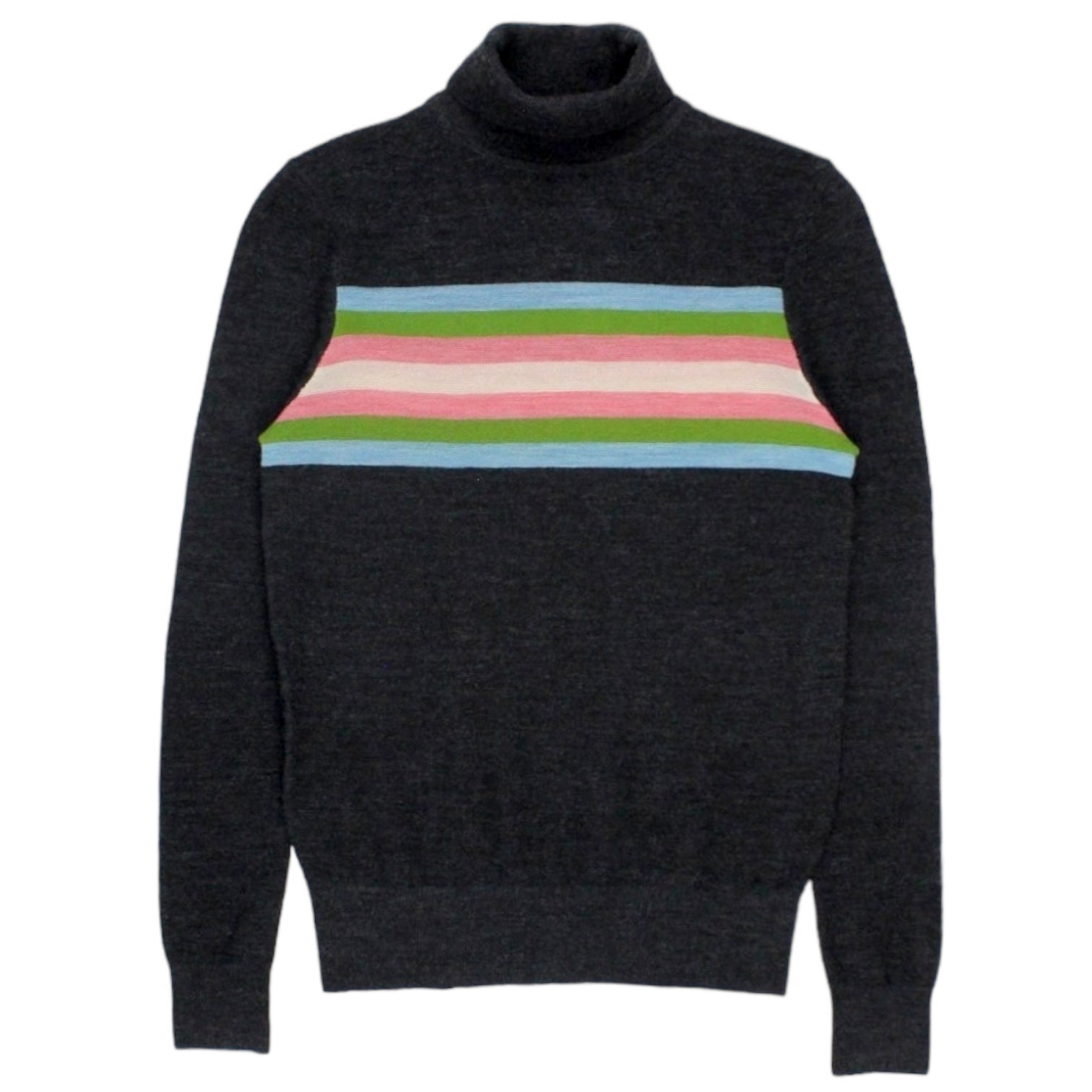 Orla Kiely Grey Striped Polo Neck Sweater