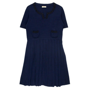 Orla Kiely Navy Pleated Knit Dress