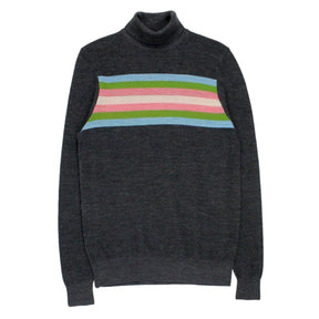 Orla Kiely Charcoal Striped Polo Neck Jumper