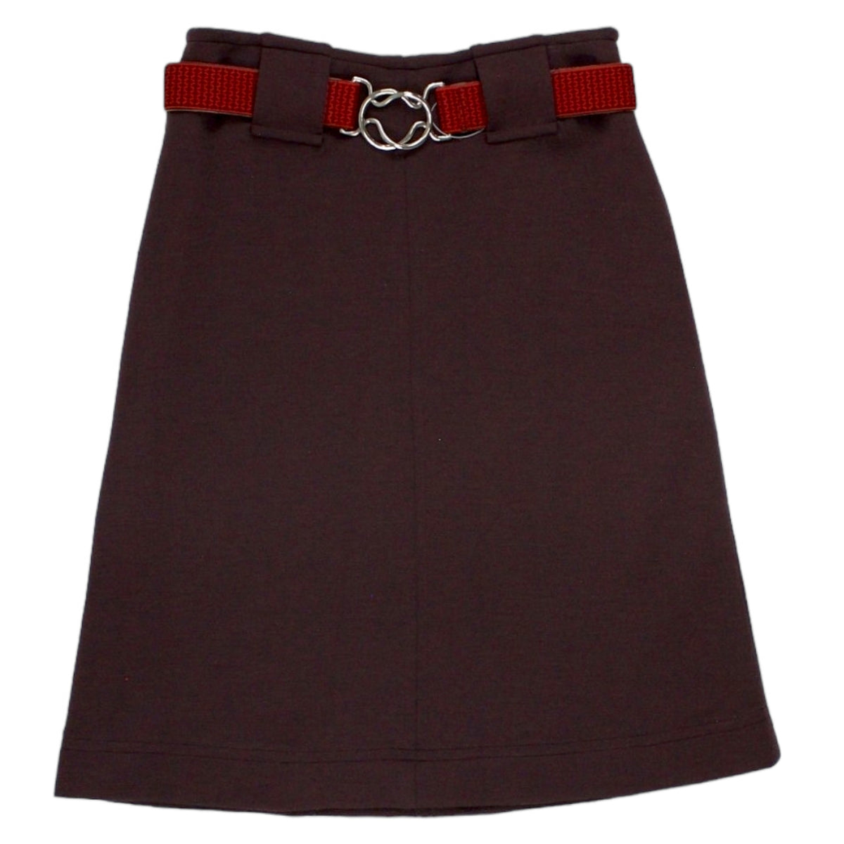 Orla Kiely Maroon Metal Loop Belt Skirt