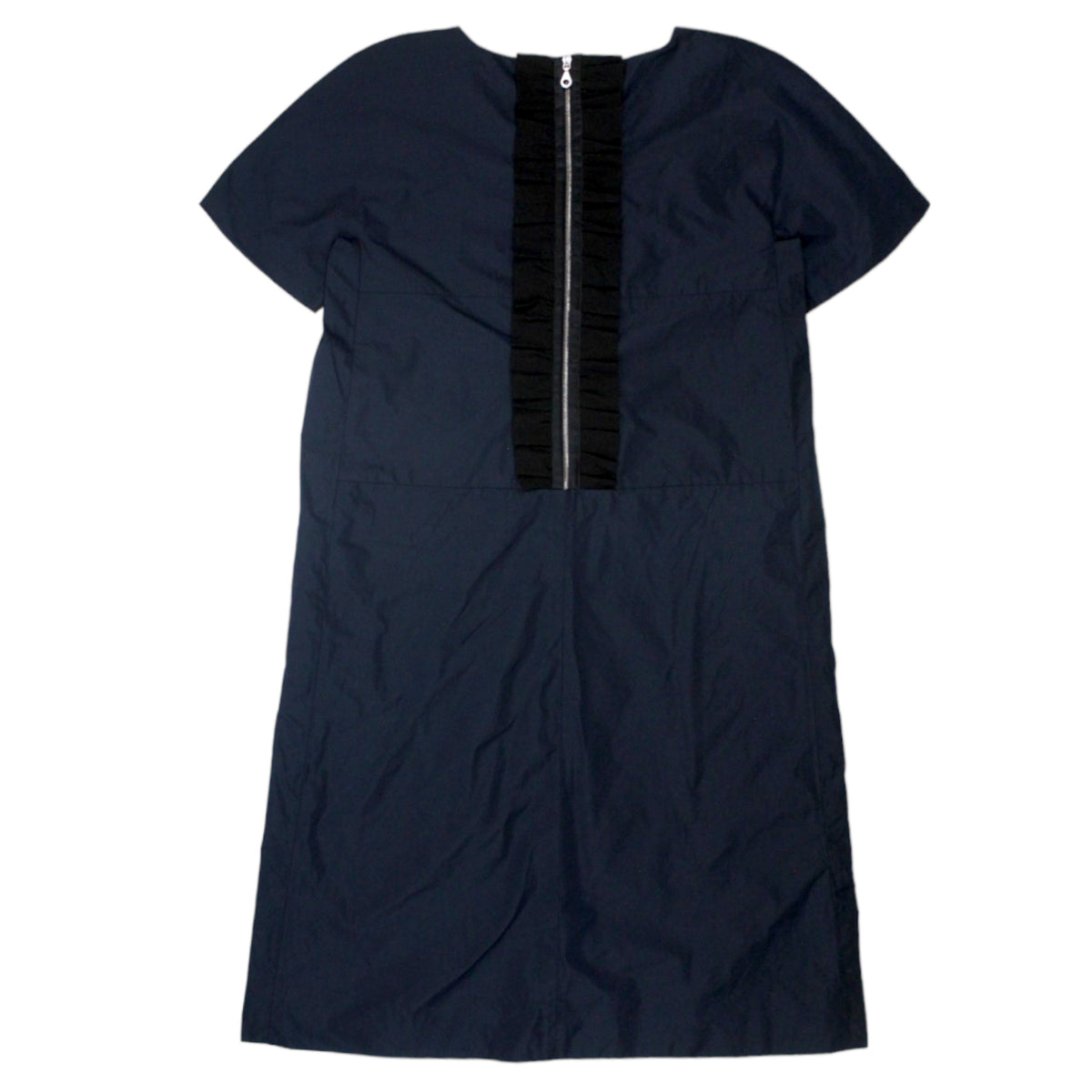Orla Kiely Navy Frilled Exposed Back Zip Dress