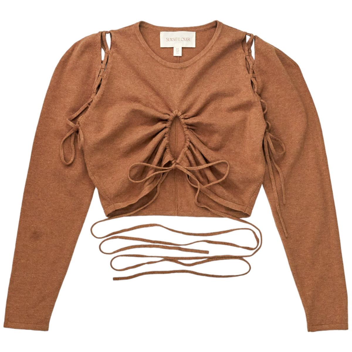Sunset Lover Brown Cut-Out Knit Top