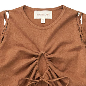 Sunset Lover Brown Cut-Out Knit Top