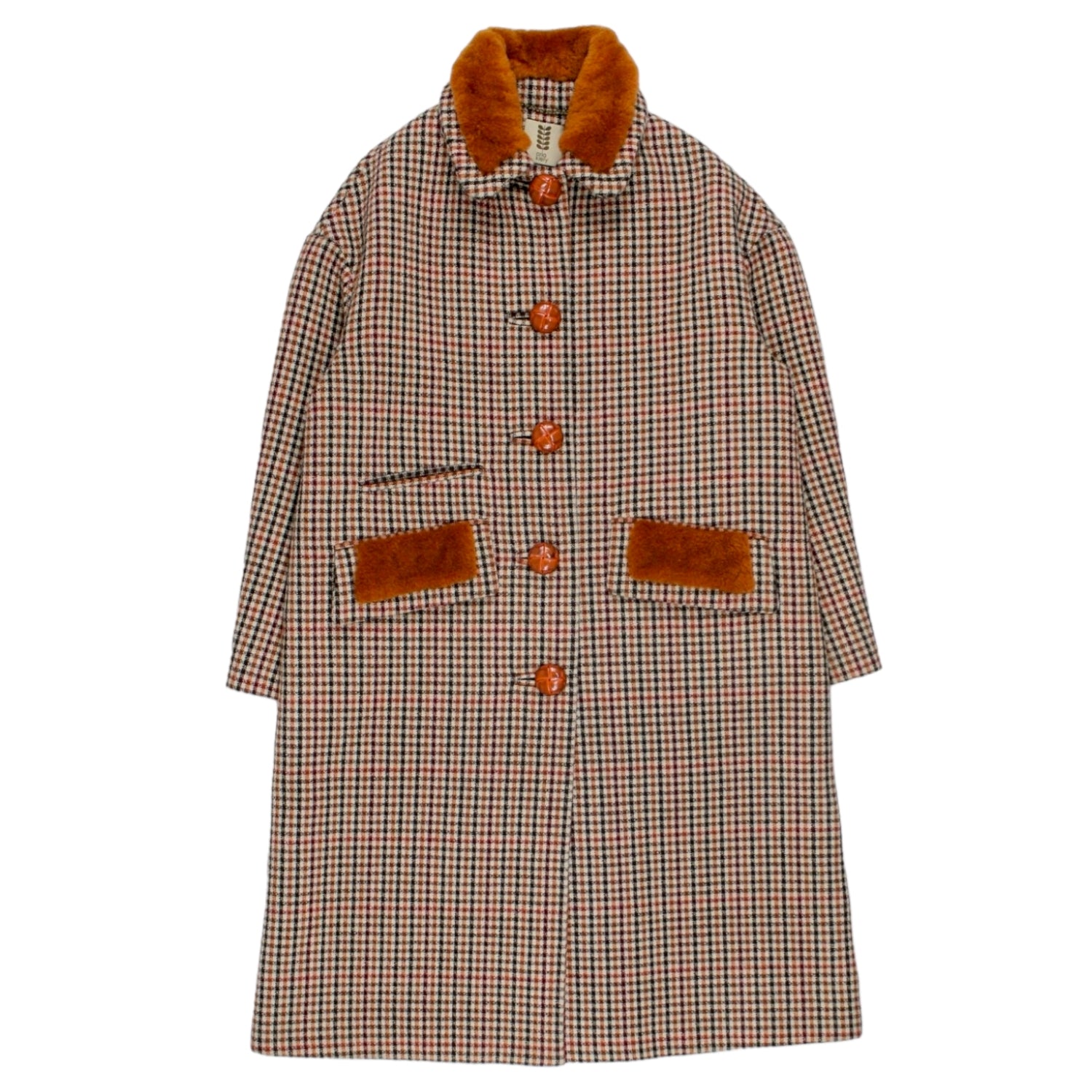 Orla Kiely Orange/Cream Check Coat | Shop from Crisis Online