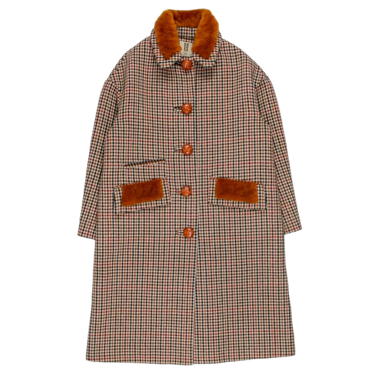 Orla Kiely Orange/Cream/Brown Check Coat