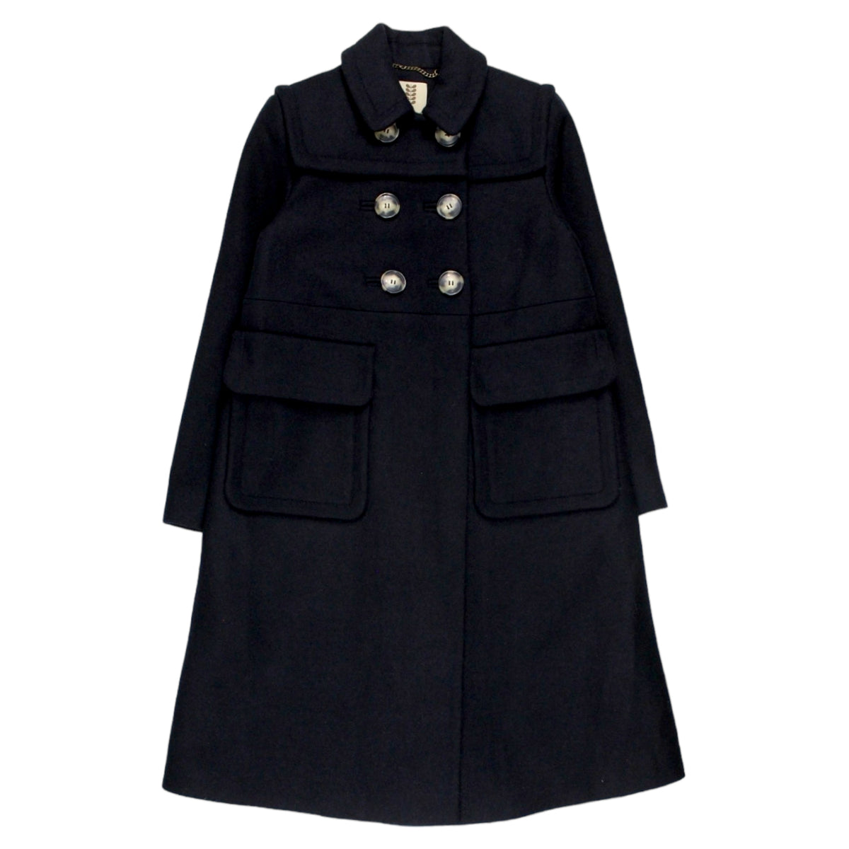 Orla Kiely Navy Wool Twill Duffle Coat
