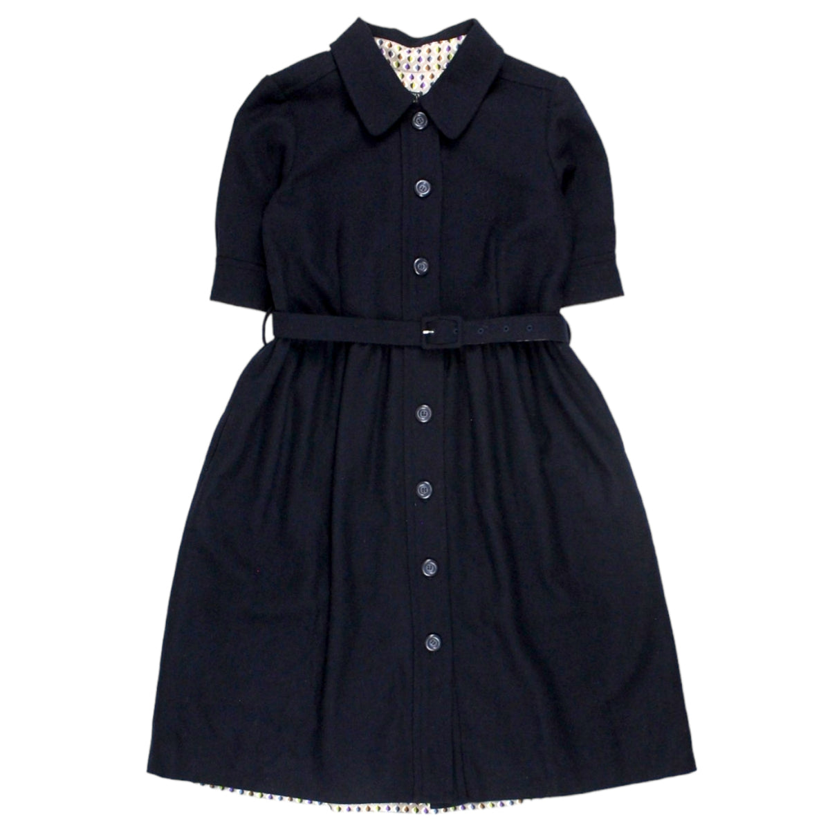 Orla Kiely Navy/Contrast Wool Shirt Dress