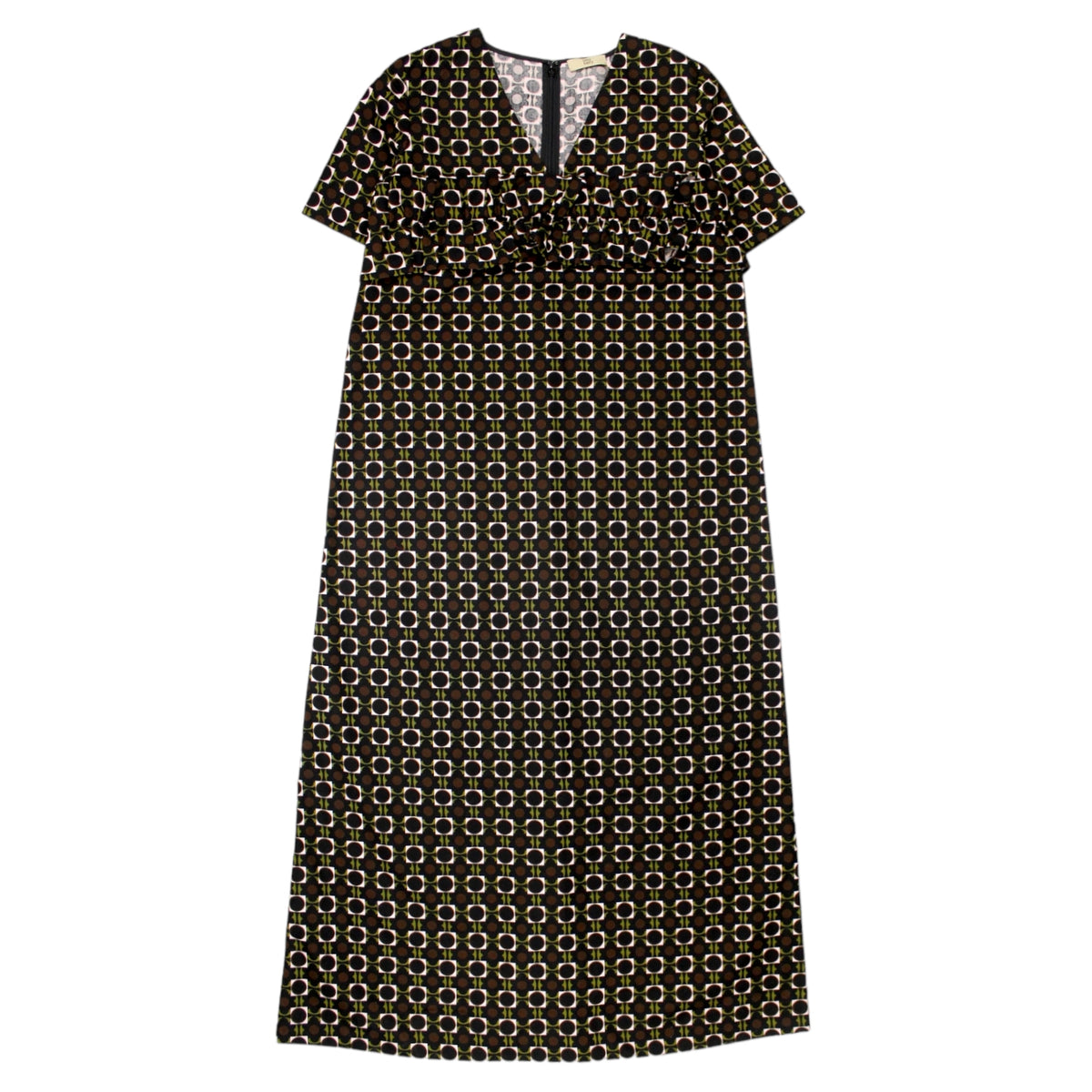 Orla Kiely Olive & Rose Flower Tile Maxi Dress