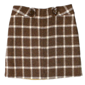 Orla Kiely Brown Check Wool Mini Skirt