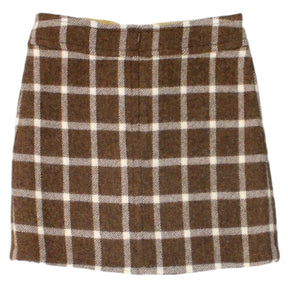 Orla Kiely Brown Check Wool Mini Skirt