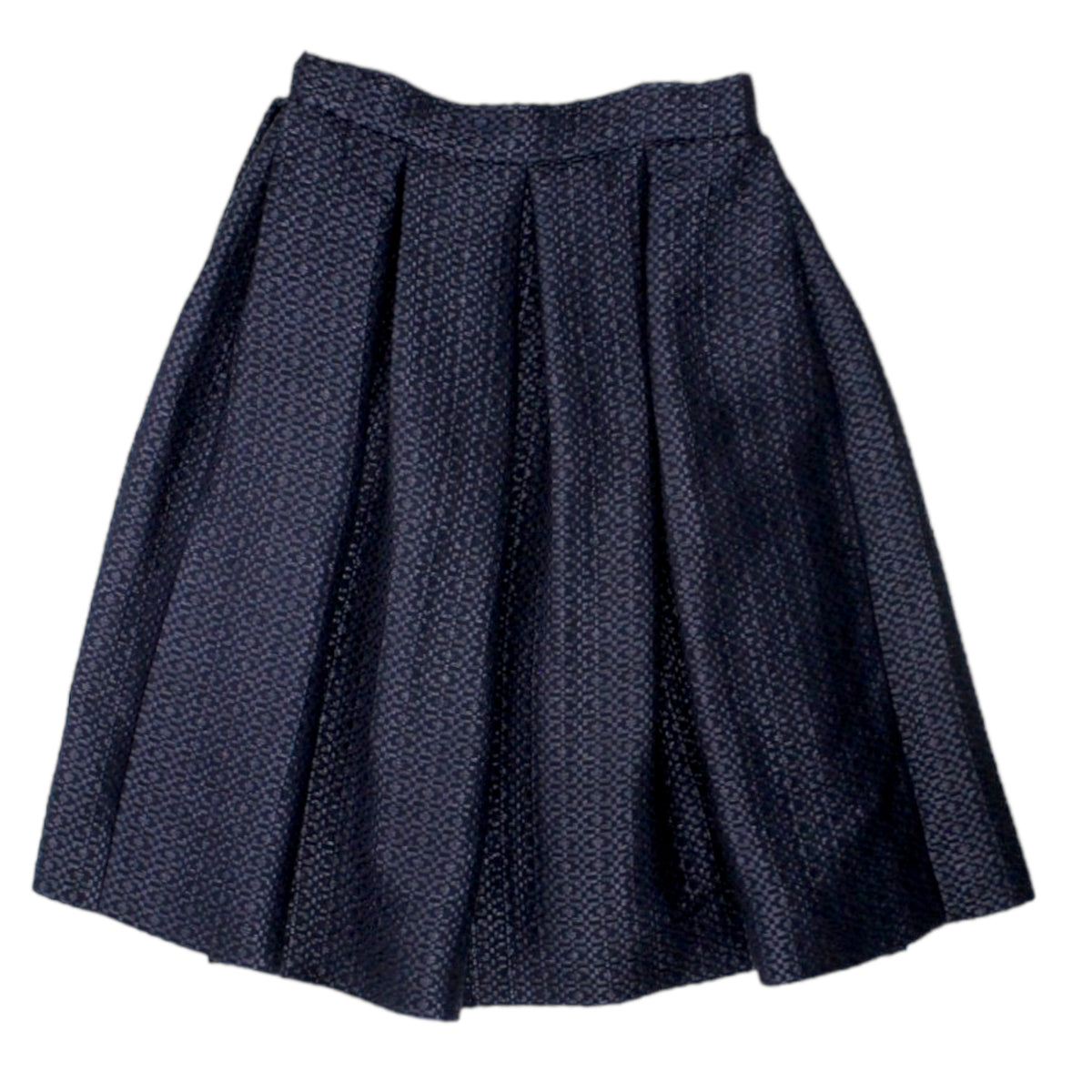 Orla Kiely Navy Brocade Pleated Skirt