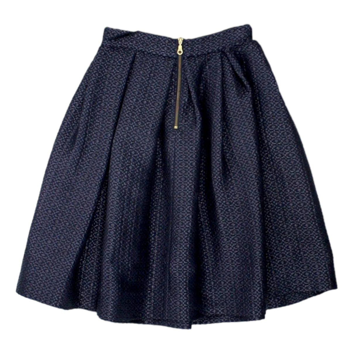 Orla Kiely Navy Brocade Pleated Skirt