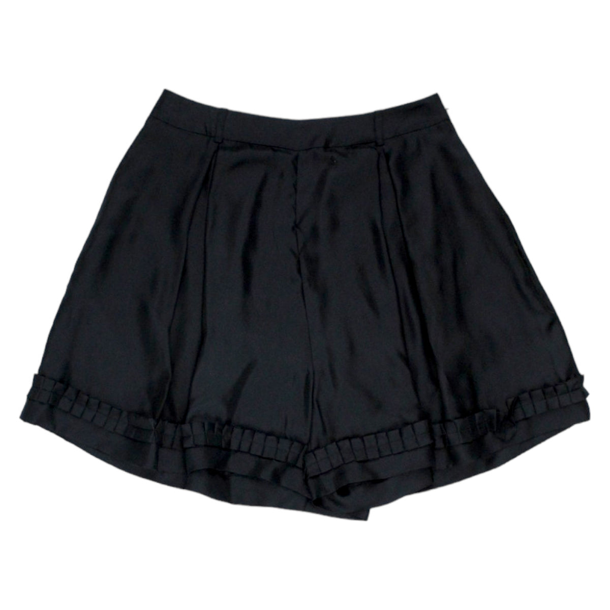 Orla Kiely Black Satin Frilled Shorts