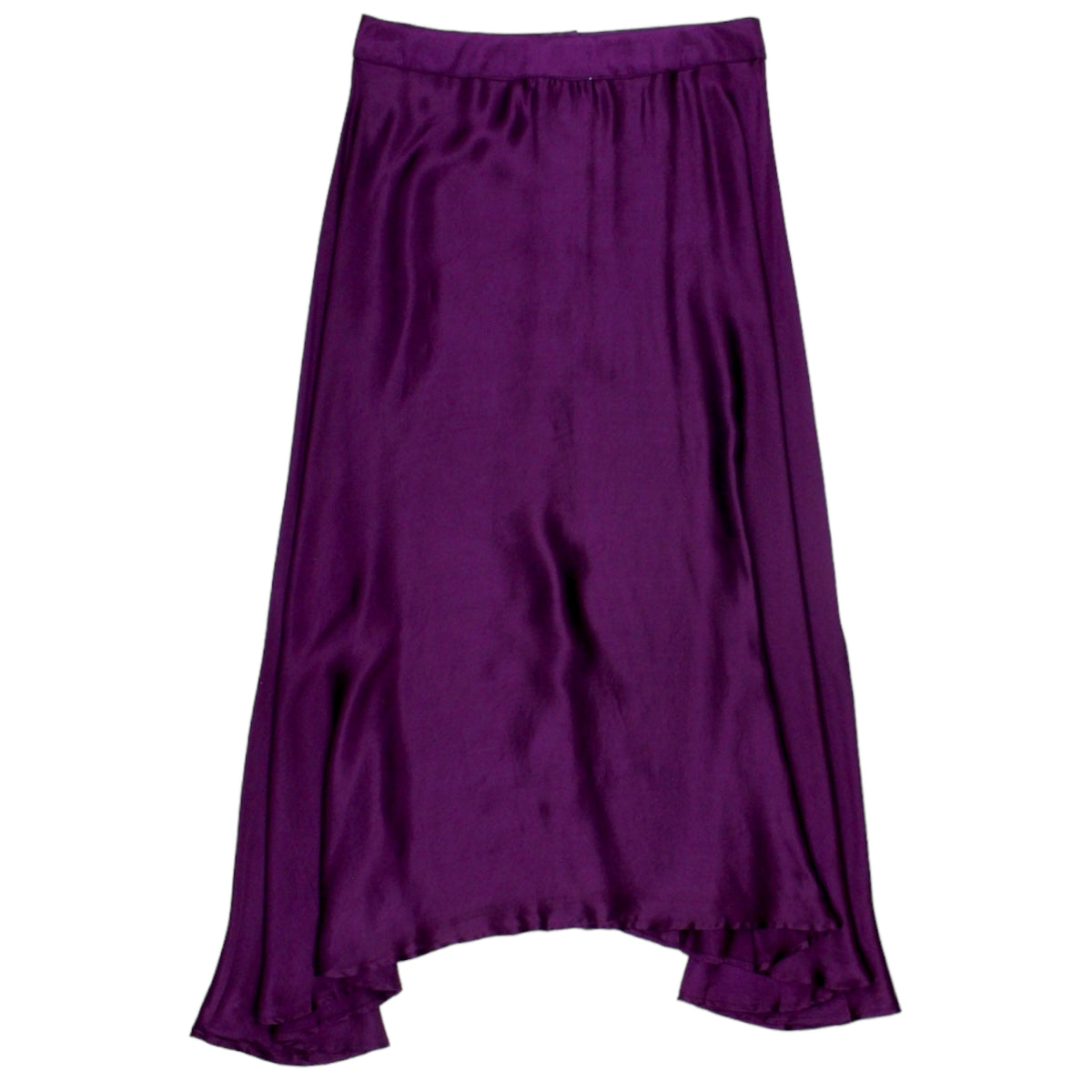 Leon & Harper Purple Silky Asymmetric Hem Skirt
