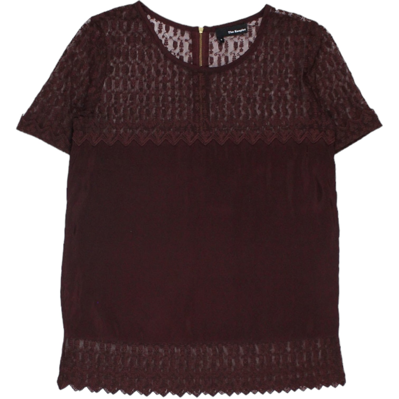 The Kooples Maroon Lace/Silk Top