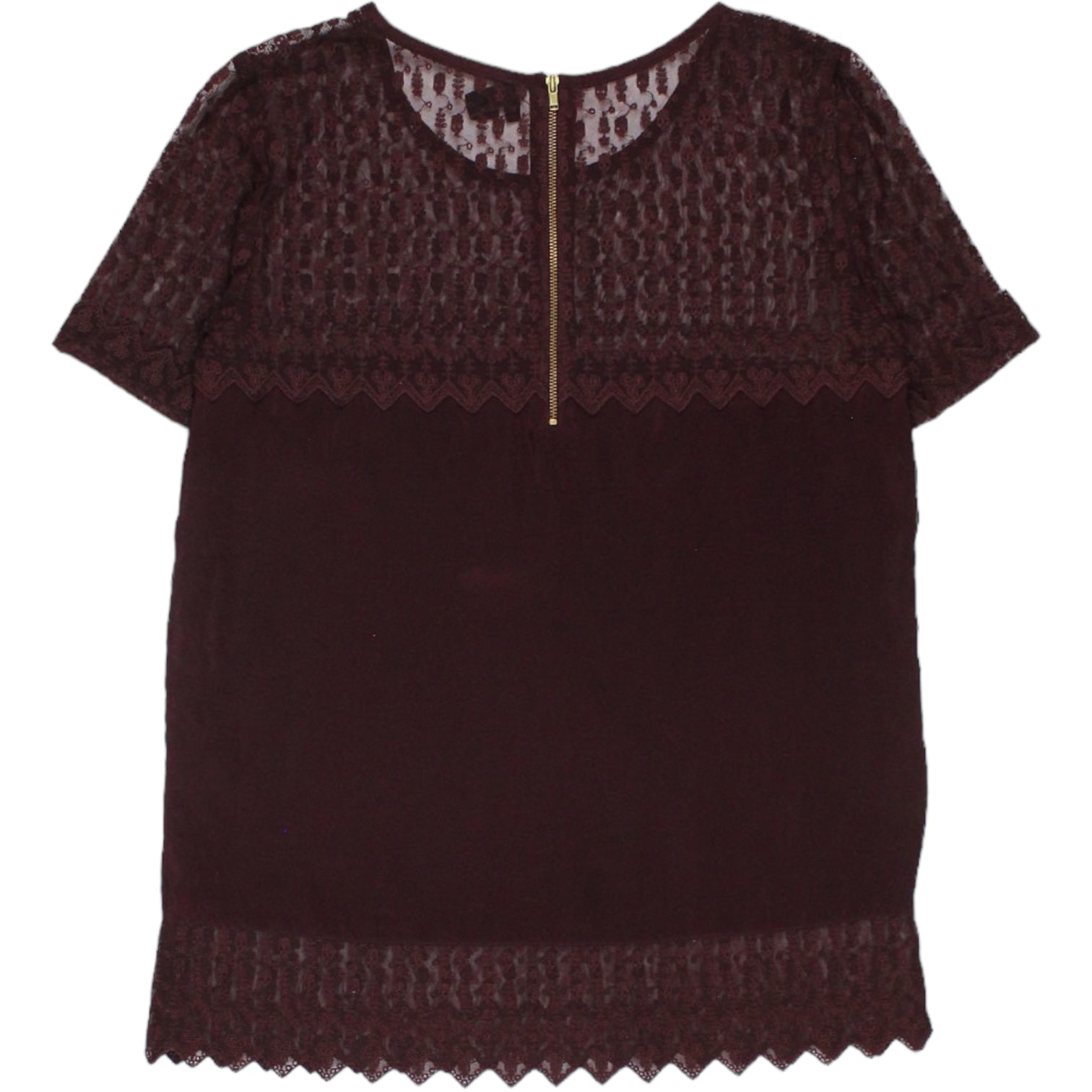 The Kooples Maroon Lace/Silk Top