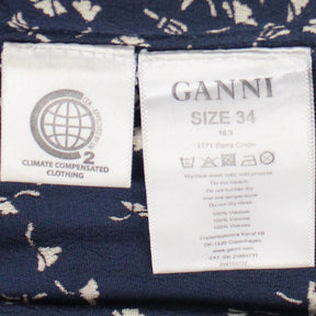 Ganni Navy/Cream Ditzy Print Elasticated Trousers