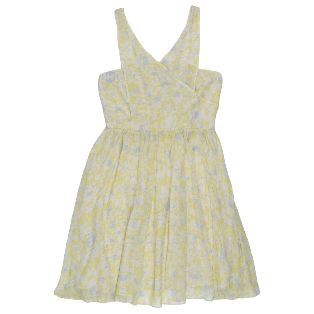 whistles yellow dresses Lemon Pattern Silk Strappy Dress blue_matching_dress zero wastage Size:Large 16.5” Neck / 34-35” Sleeve Off-Shoulder Polka Dot Tulle