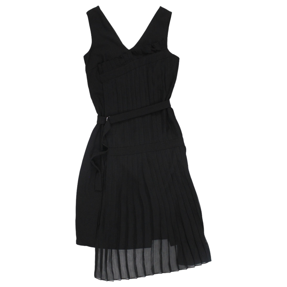 Finery Black Pleat Front Crepe/Chiffon Dress