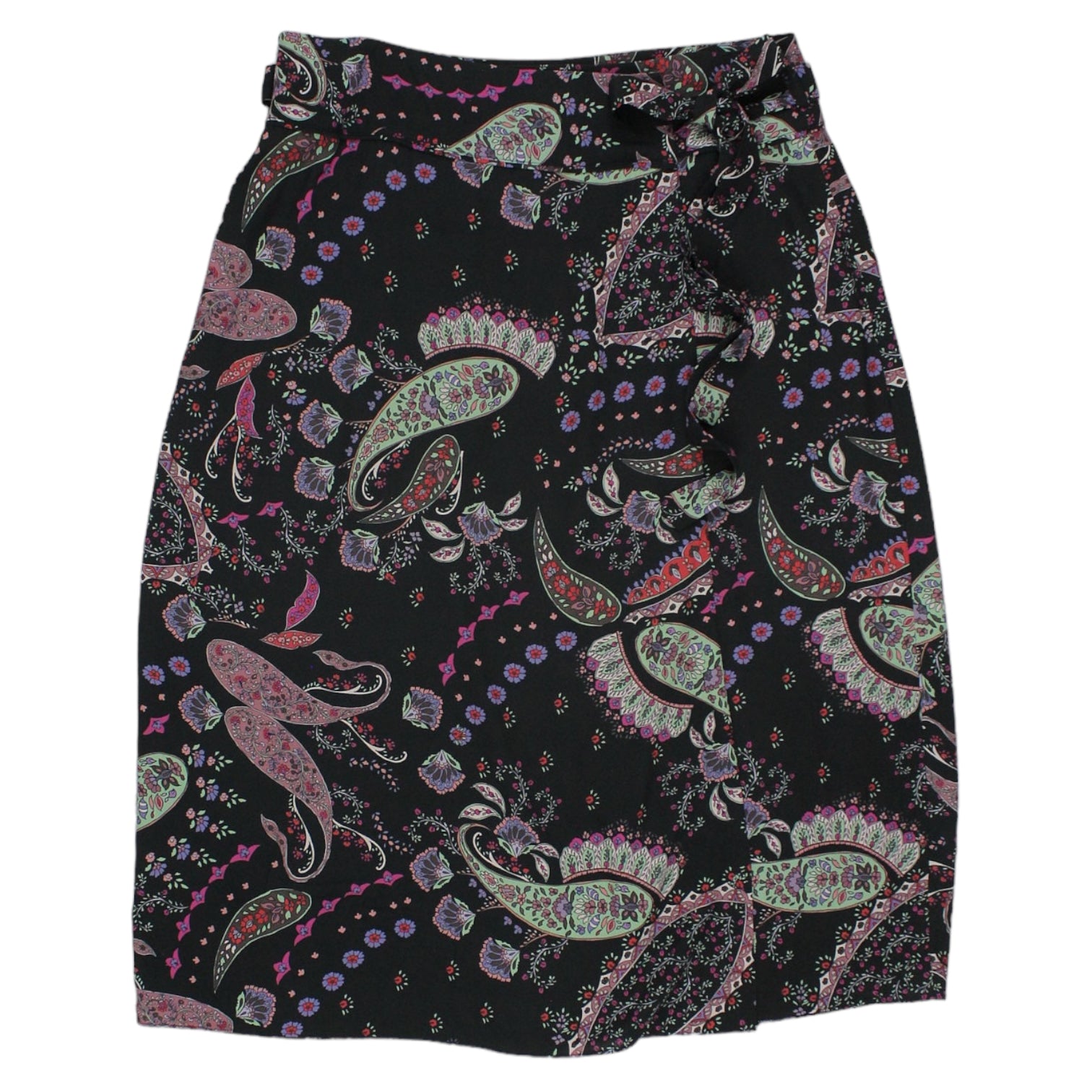 Jigsaw Black Paisley Midi Wrap Skirt