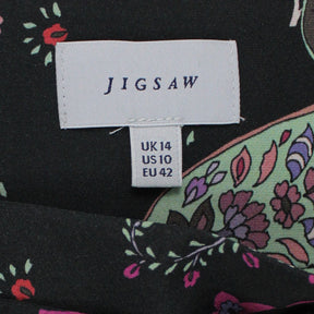 Jigsaw Black Paisley Midi Wrap Skirt