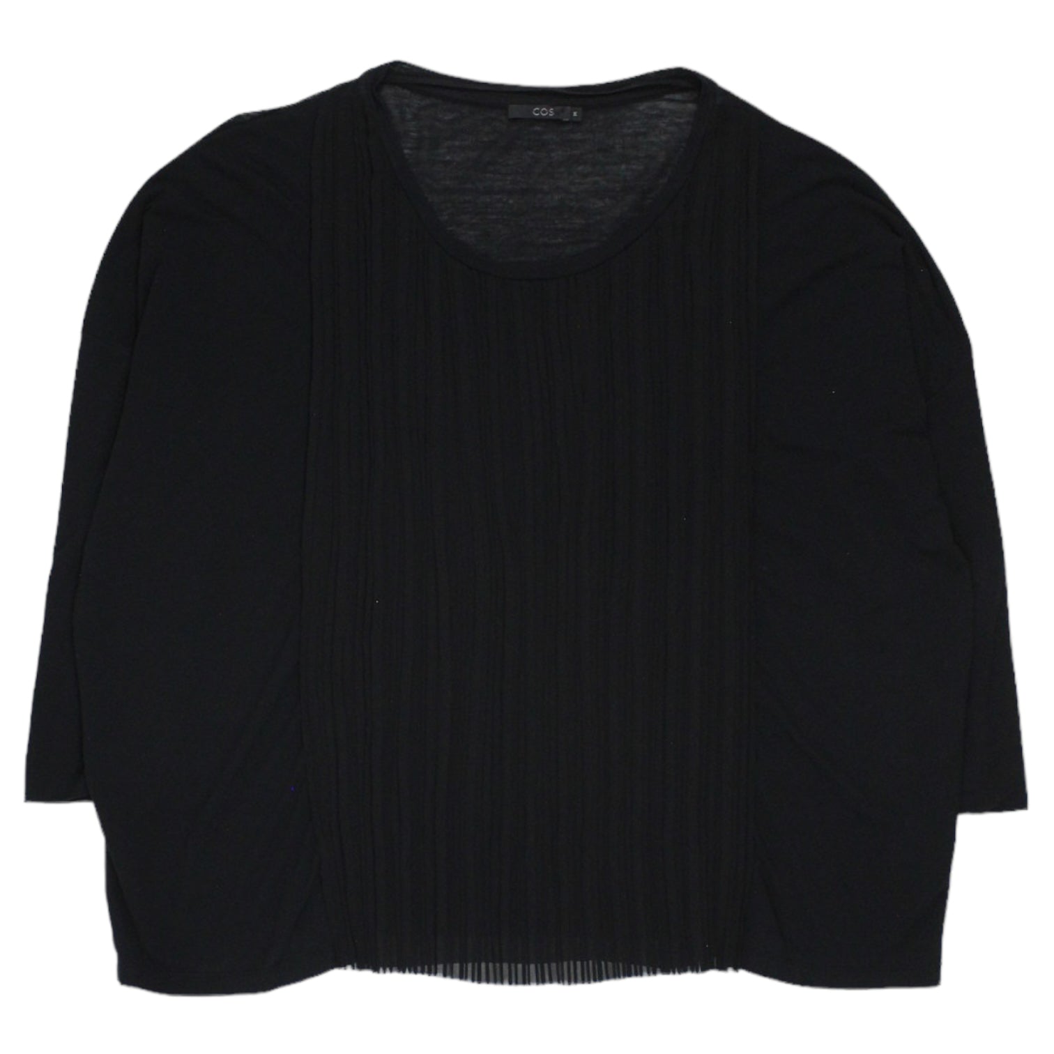 Cos Black Jersey & Sheer Pleat Top