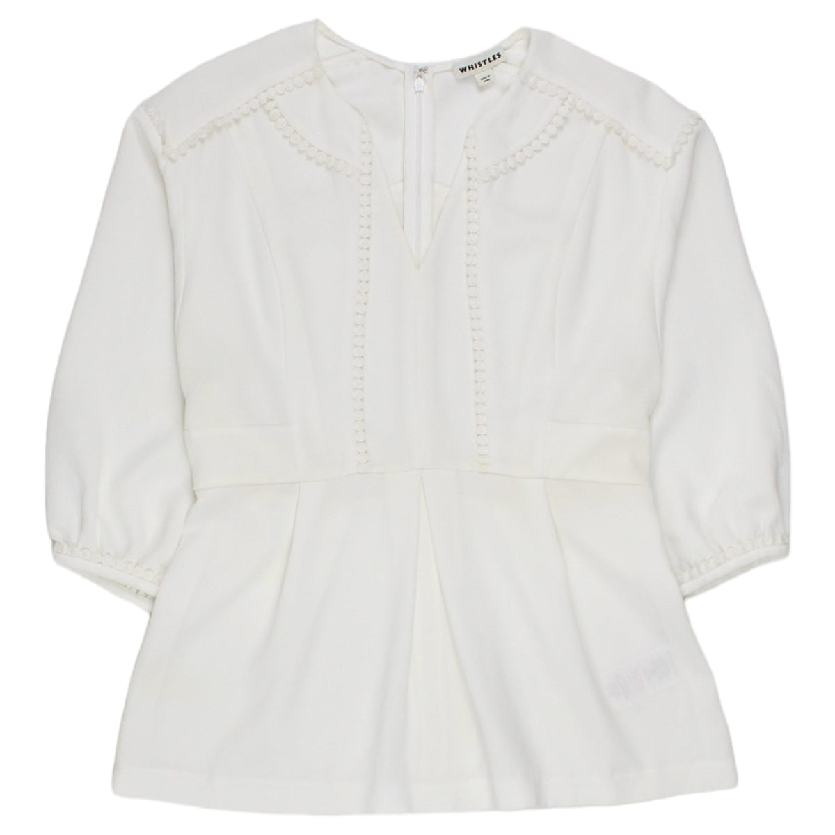 Whistles Winter White Lace Trim Peplum Top