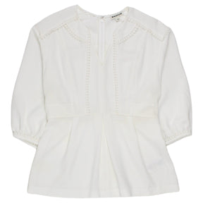 Whistles Winter White Lace Trim Peplum Top