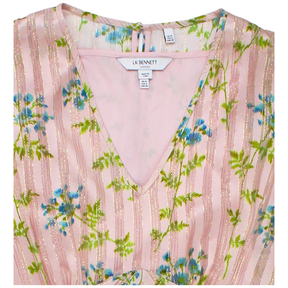 L.K. Bennett Pale Pink/Multi Leith Silk Rich Dress