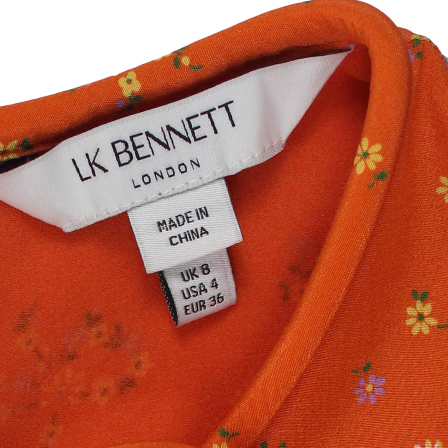 L.K. Bennett Orange Floral Silk Dress