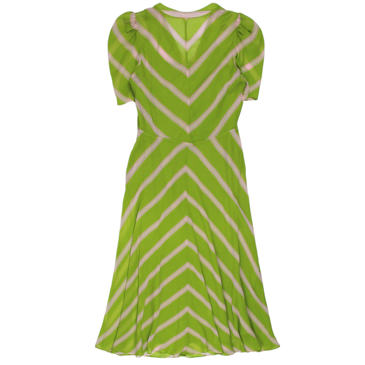 L.K. Bennett Lime/Multi Silk Midi Dress