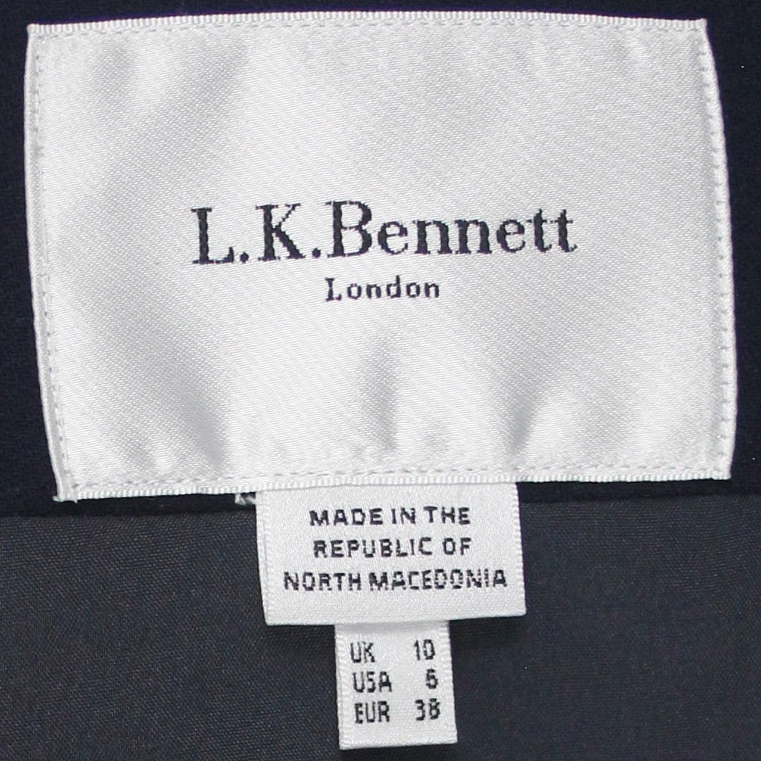 L.K. Bennett Navy Diamante Button Dress