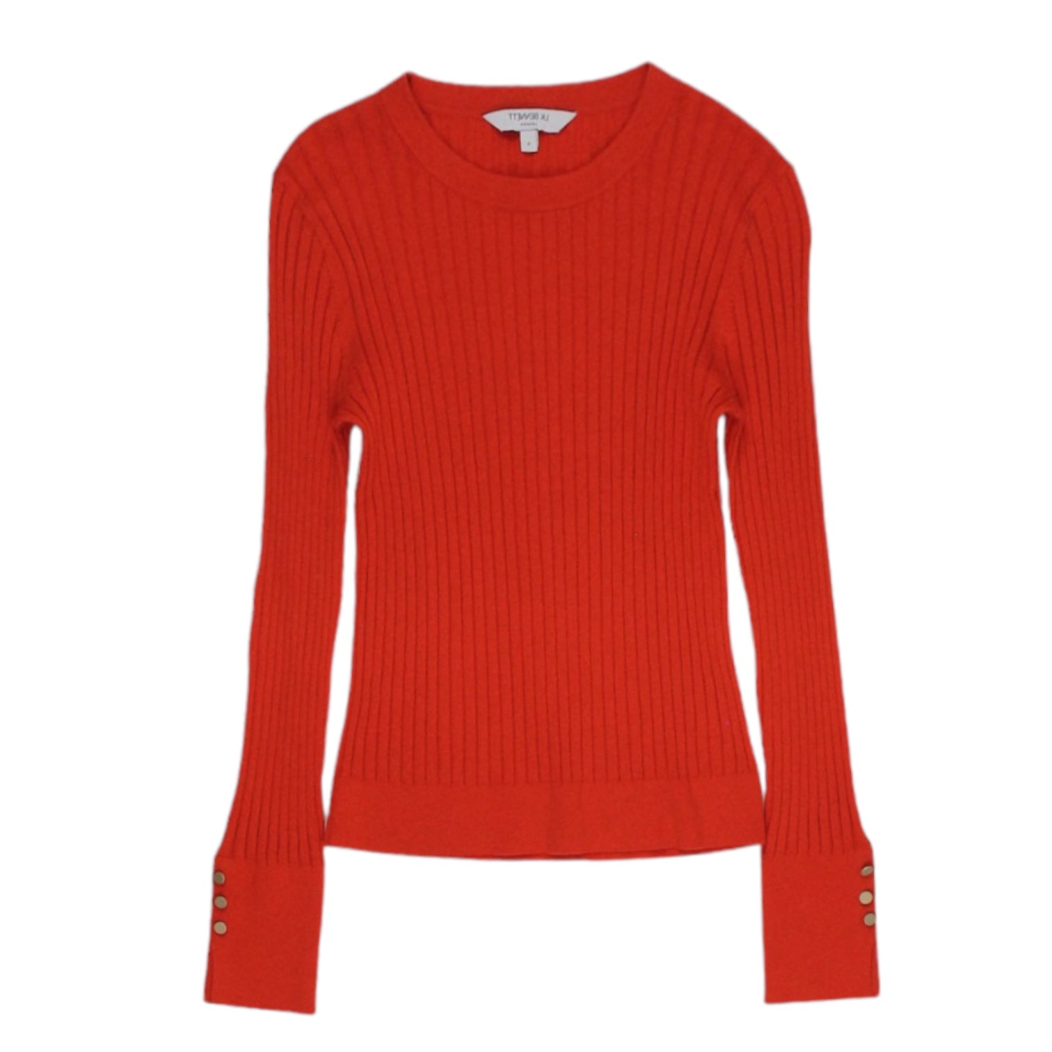 L.K.Bennett Orange Skinny Rib Crew Jumper