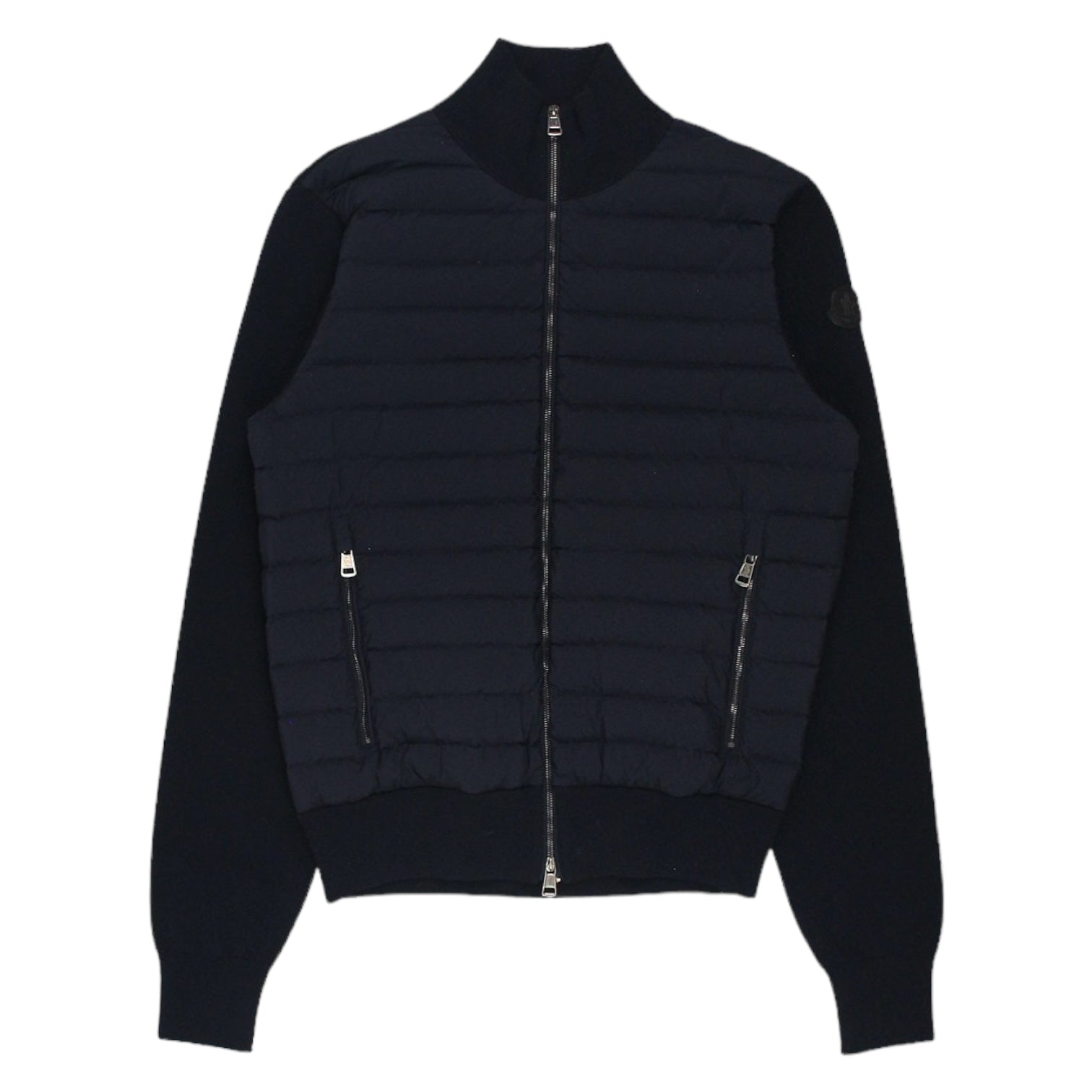 Moncler Navy Padded Front Bomber Jacket