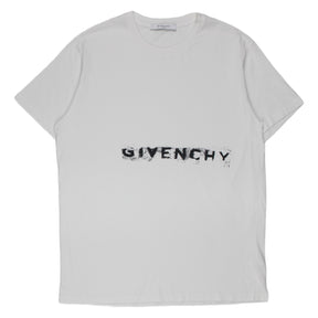 Givenchy White Distressed Logo Tee