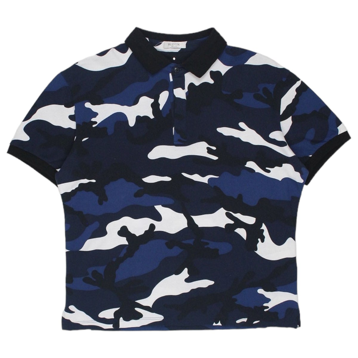 Valentino Navy Camo Cropped Polo Shirt | Shop from Crisis Online