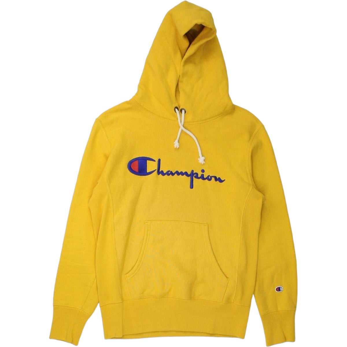 Champion Yellow Reverse Weave Script Logo Hoody