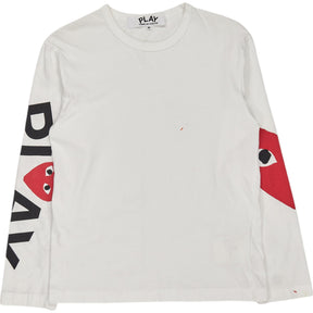 Comme Des Garcons White Play Long Sleeve Tee