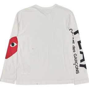 Comme Des Garcons White Play Long Sleeve Tee