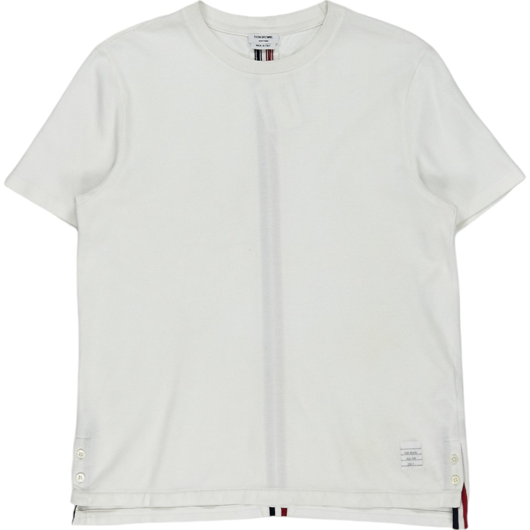 Thom Browne White Back Stripe Pique Tee