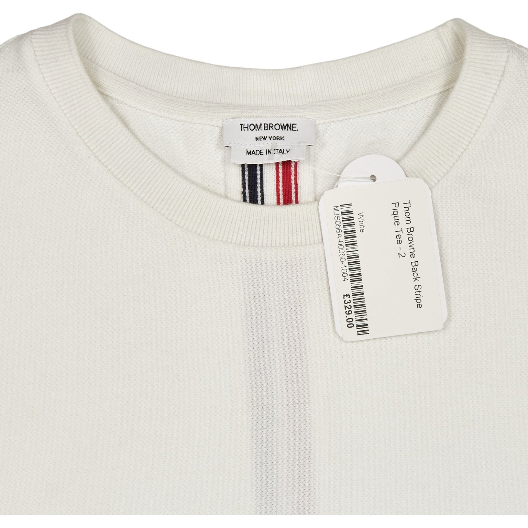 Thom Browne White Back Stripe Pique Tee