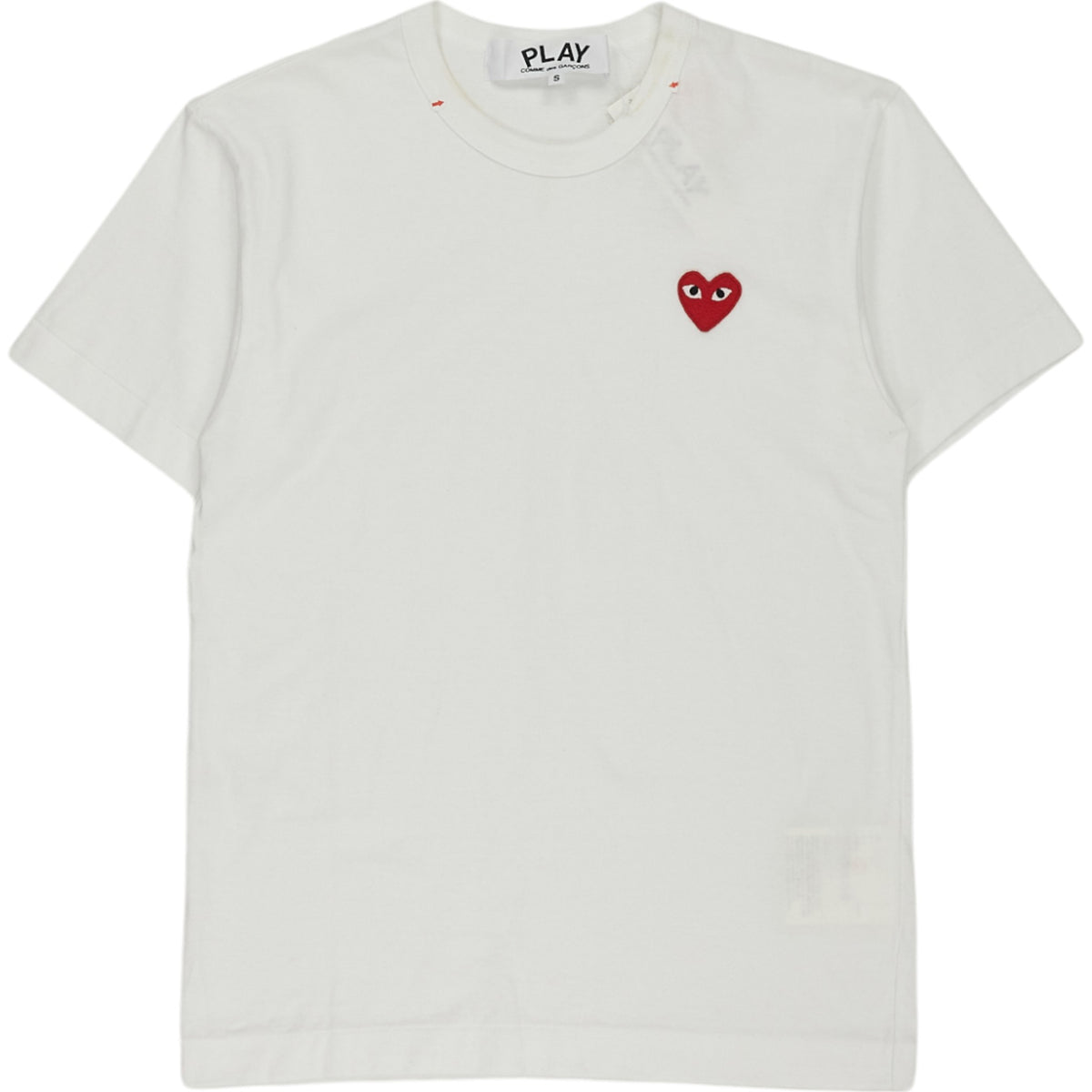 Comme Des Garcons White Play Red Heart Tee