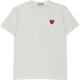 Comme Des Garcons White Play Red Heart Tee