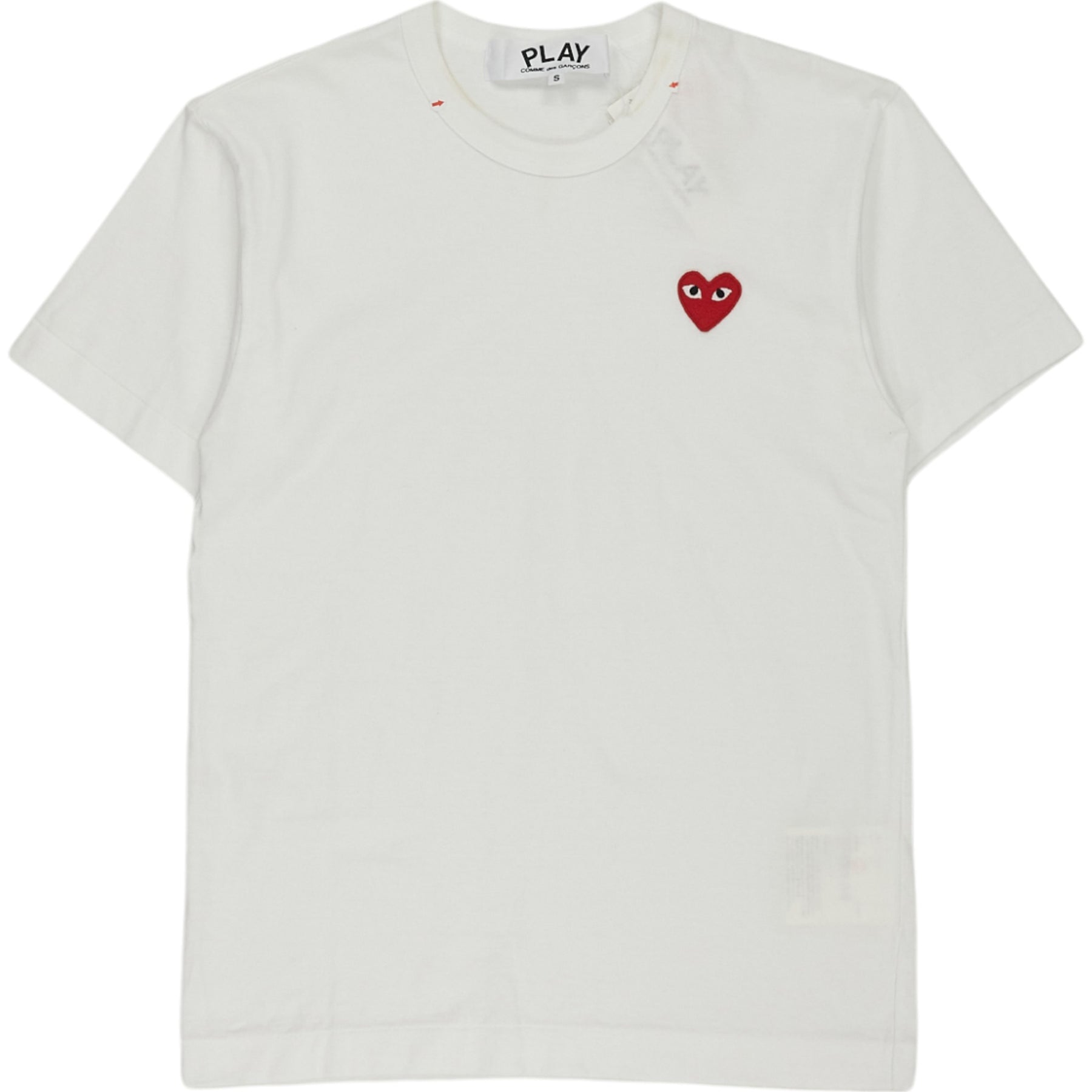 Comme Des Garcons White Play Red Heart Tee