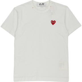 Comme Des Garcons White Play Red Heart Tee